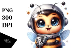Energetic Bee with Singer Look, High-Res PNG Product Image 1