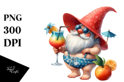 Gnome Drinking Cocktail with Gigantic Lemon, PNG Product Image 1