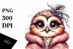 Washed Watercolor Owl Portrait | Clipart Product Image 1