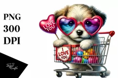 puppy with Heart Shaped Sunglasses PNG Product Image 1