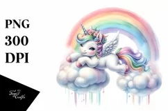 Cute Baby Unicorn Swinging from Rainbow Product Image 3