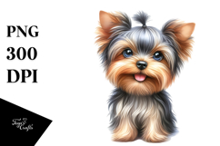 Watercolor Cute Yorkshire Terrier PNG Product Image 1