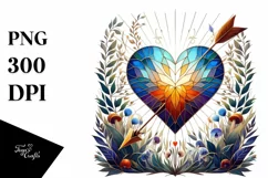 Stained Heart with Arrow, Transparent PNG Product Image 1