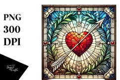 Stained Heart with Arrow, Transparent PNG Product Image 1