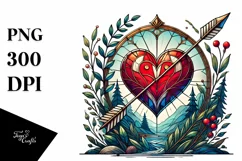 Stained Heart with Arrow, Transparent PNG Product Image 1