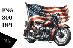 Watercolor Vintage Motorcycle USA Flag, 20 oz Tumbler Product Image 1