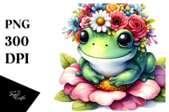 Vibrant Frog with Flower Crown Product Image 1