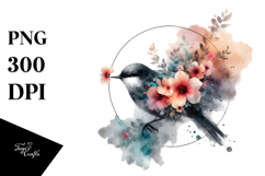 Bird with Flowers Circle PNG Product Image 1