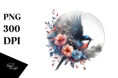 Bird with Flowers Circle PNG Product Image 1