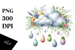Colorful Cloud with Easter Eggs PNG Product Image 1