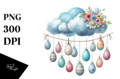 Colorful Cloud with Easter Eggs PNG Product Image 1