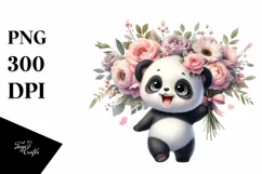 Baby Panda Flower Bouquet | Sublimation Clipart Product Image 3