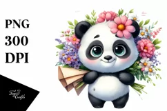 Baby Panda Flower Bouquet | Sublimation Clipart Product Image 3