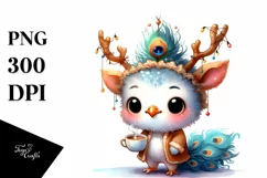 Baby Peacock with Santa Hat, High-res PNG Product Image 1