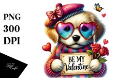 Detailed Puppy with Heart Sunglasses, PNG Product Image 1