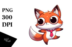 Cute Cartoon Fox in Bow Tie PNG Product Image 1