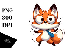 Cute Cartoon Fox in Bow Tie PNG Product Image 1
