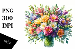 Colorful Watercolor Freesia Bouquet Product Image 1