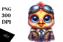 Cute Baby Chicken in Aviator Suit PNG Product Image 1
