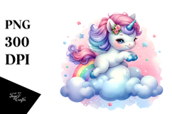 Colorful Unicorn Bouncing on Cloud Puff | Sublimation Product Image 1