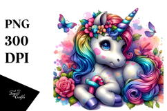 Colorful Baby Unicorn with Clue PNG Product Image 1