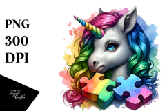 Colorful Baby Unicorn with Clue, PNG Product Image 1