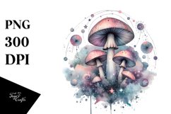 Mystical Celestial Mushroom,Watercolor PNG Product Image 3
