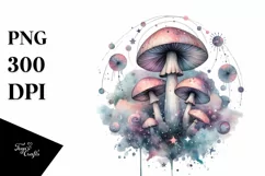 Mystical Celestial Mushroom,Watercolor PNG Product Image 3