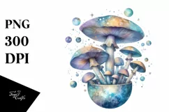 Mystical Celestial Mushroom,Watercolor PNG Product Image 3