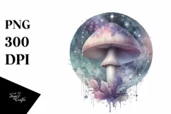 Mystical Celestial Mushroom,Watercolor PNG Product Image 1