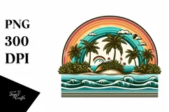 Vintage Tropical Island Rainbow Clipart Product Image 1