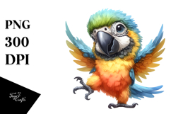 Funny Dancing Baby Macaw | Watercolor Clipart Product Image 1