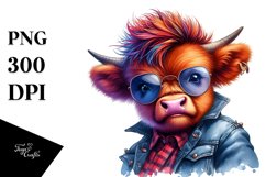 Posing Highland Cow with Aggressive Expression, Watercolor Product Image 3