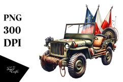 Vintage Oilish Jeep with Stars, High-Quality PNG Product Image 1