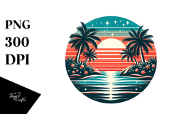 Tropical Island Sunset, Tshirt Style, Transparent PNG Product Image 1