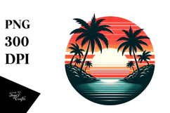 Tropical Island Sunset, Tshirt Style, Transparent PNG Product Image 1