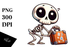 Goofy Skeleton with Travel Suitcase, Transparent PNG Product Image 1