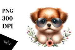 Expressive Baby Dog with Sunglasses PNG Product Image 1