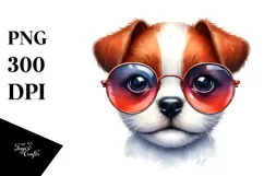 Expressive Baby Dog with Sunglasses PNG Product Image 1