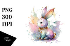 Colorful Bunny in , Watercolor PNG Product Image 1