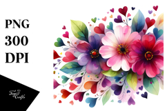 Colorful Simple Flower with Heart Petals PNG Product Image 1