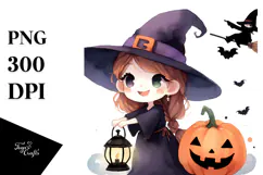 Simple Funny Witch Halloween Clipart PNG Product Image 1