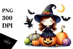 Simple Funny Witch Halloween Clipart PNG Product Image 3