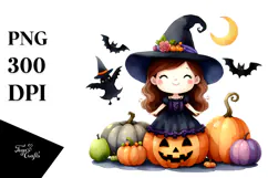 Simple Funny Witch Halloween Clipart PNG Product Image 1