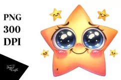 Simple Funny Star with Big Eyes, Transparent PNG Product Image 1