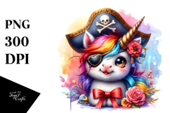 Colorful Baby Unicorn with Pirate&#039;s Eye Patch, PNG Product Image 1