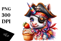 Colorful Baby Unicorn with Pirate&#039;s Eye Patch, PNG Product Image 1