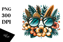 Retro Tropical Beach Waves Clipart PNG Product Image 1