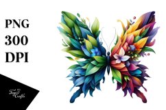 Butterfly with 3D Looking Flowers PNG Product Image 3