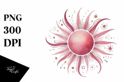 Smiling Pinkish Sun, Transparent PNG Product Image 1